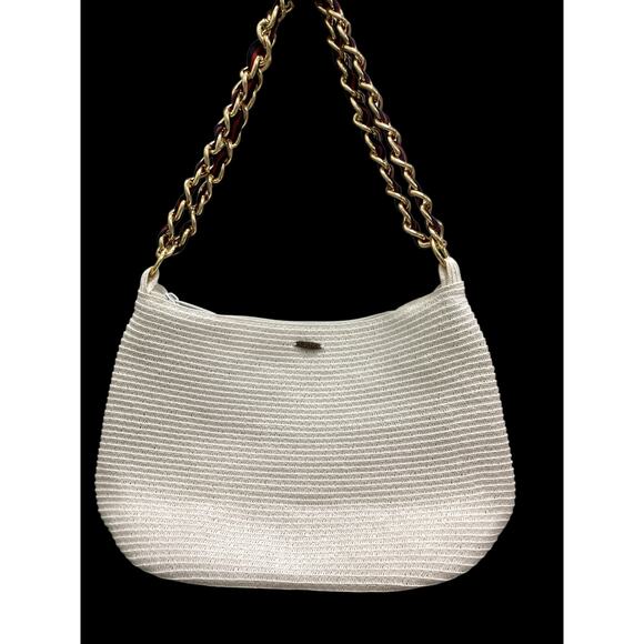 VTG SCALA Purse & Visor Set Women’s One Size Gold Chain Zip Up Purse Cream Color - Picture 5 of 9